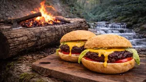 برگر جاینت فارست یک کیلوگرمی با گوشت خرد شده دستی و رزماری