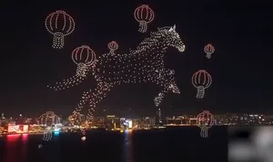 نمایش دیدنی پهپاد‌ها در جشن سال نو هنگ‌کنگ