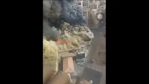 آتش‌سوزی مهیب بازار جنت‌آباد از نمای بالا